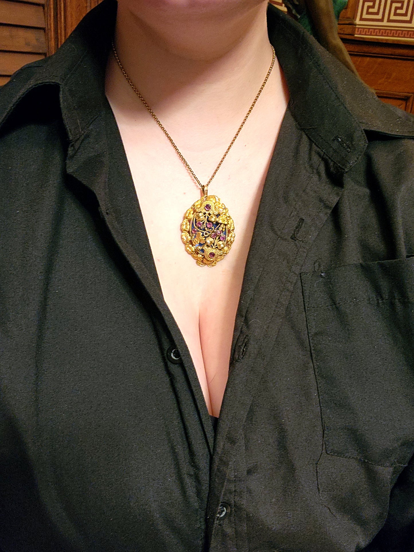 Antique Georgian 14K, Amethyst & Lapis Brooch/Pendant K