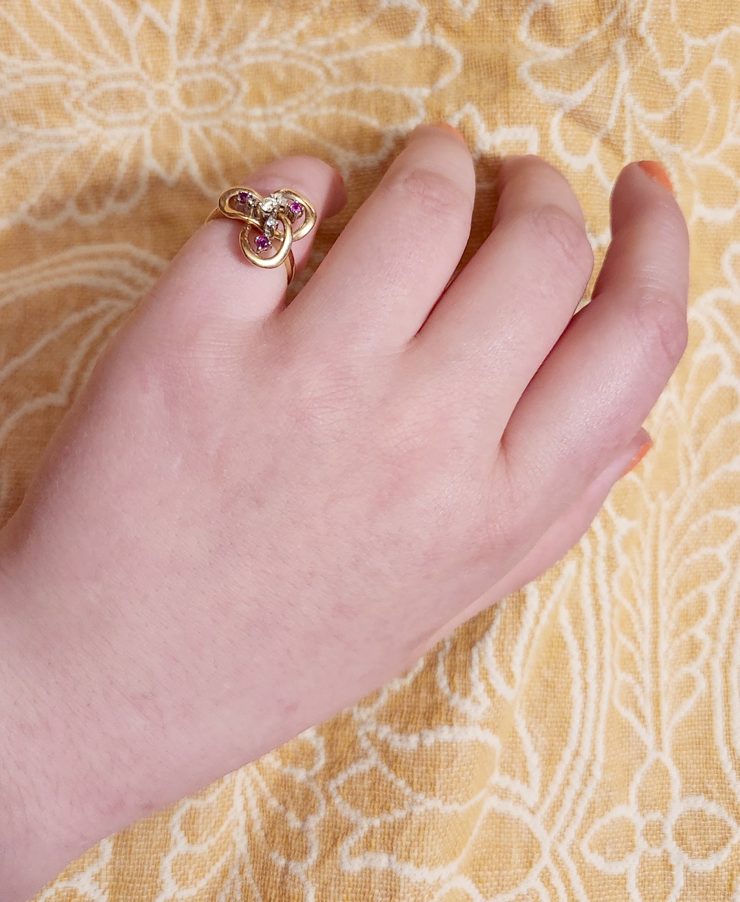 14K, Diamond & Ruby Love Knot Ring