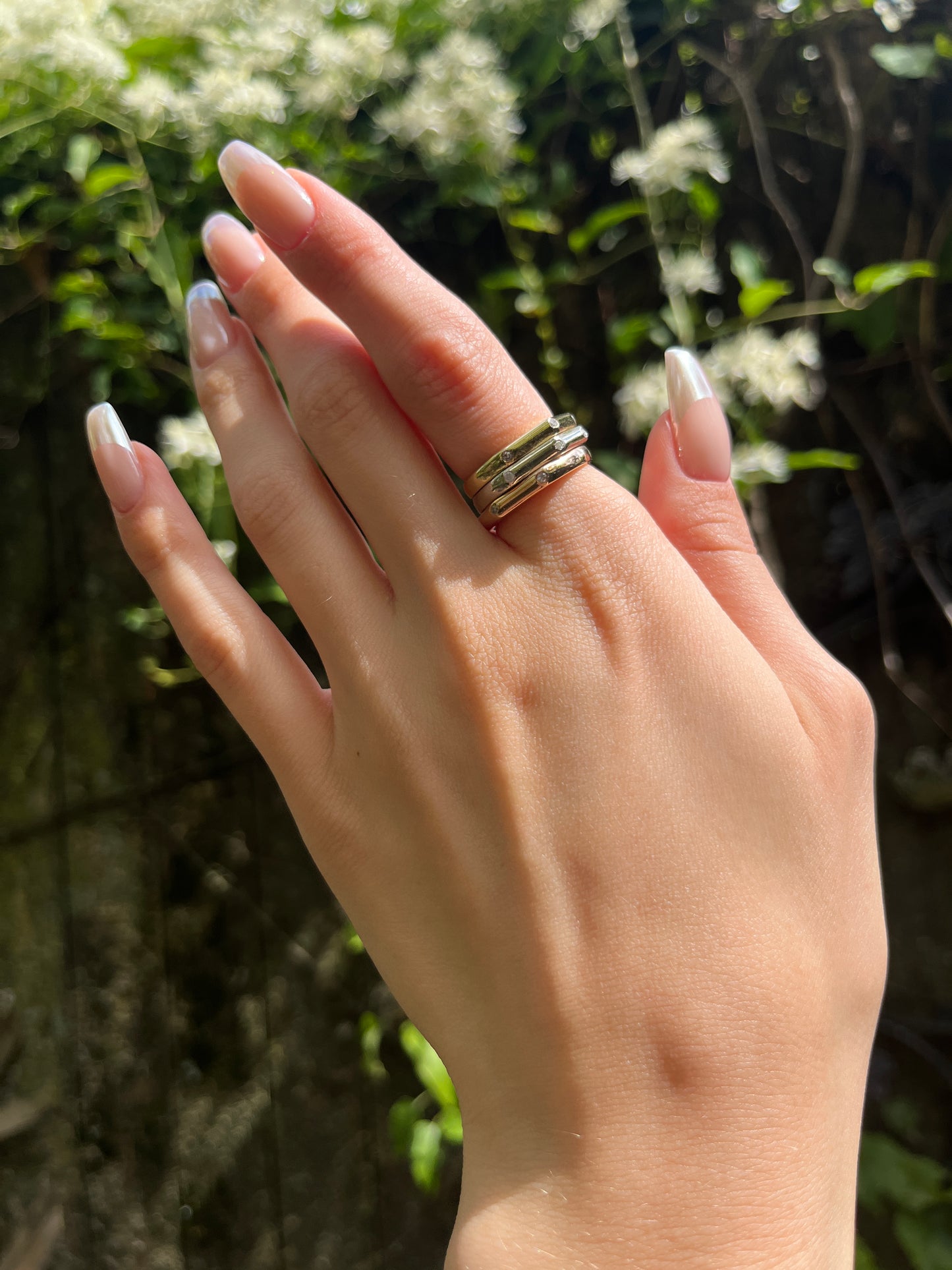 SOLD Estate 14K Tri-Gold & Diamond Stacker Rings