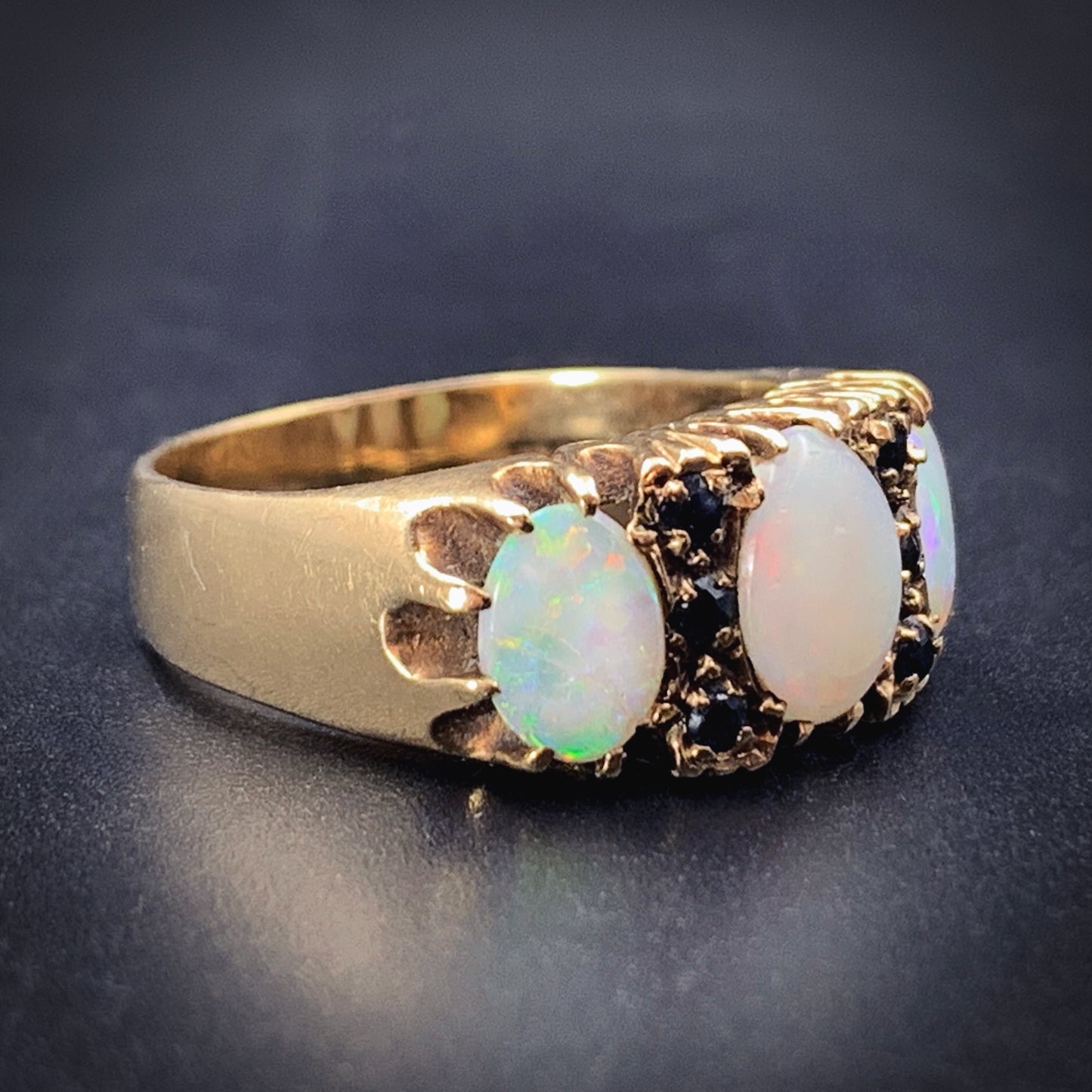 Vintage Estate 9K, Opal & Sapphire Ring