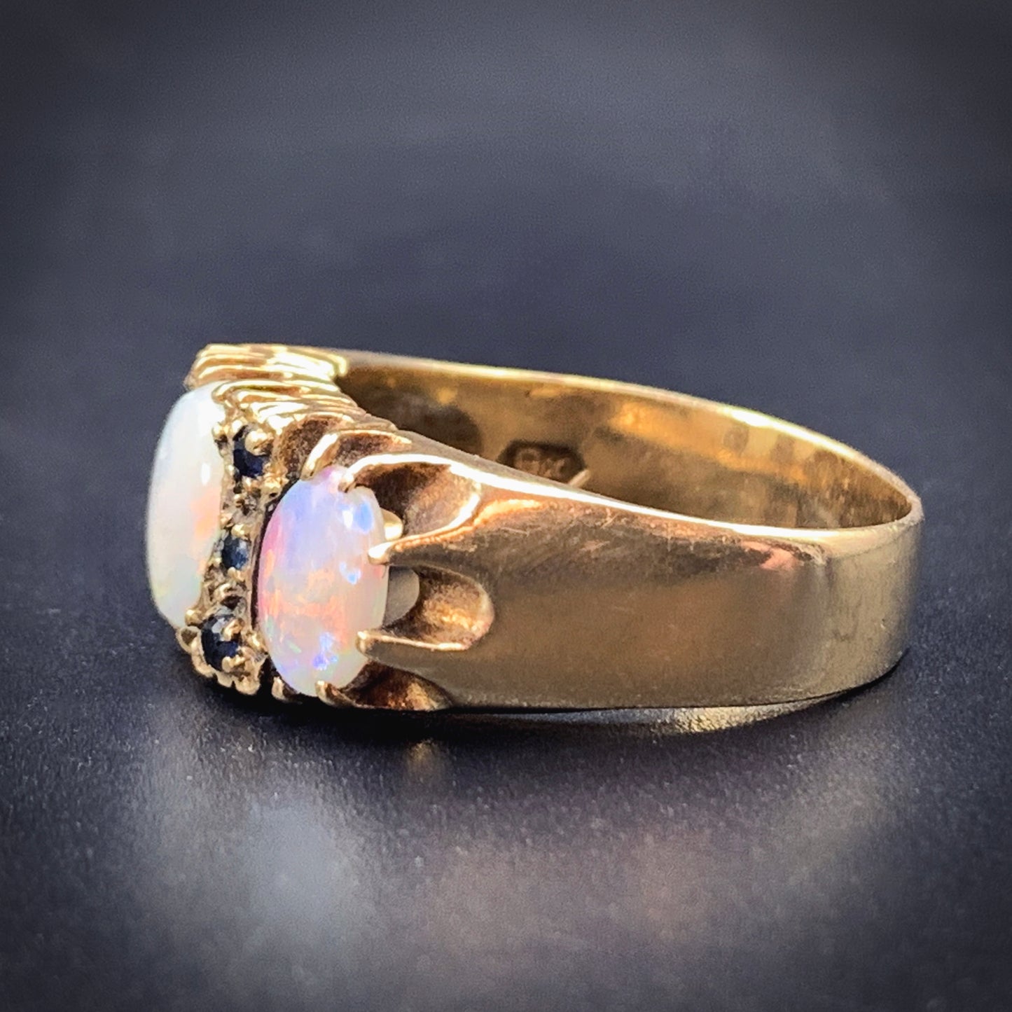 Vintage Estate 9K, Opal & Sapphire Ring