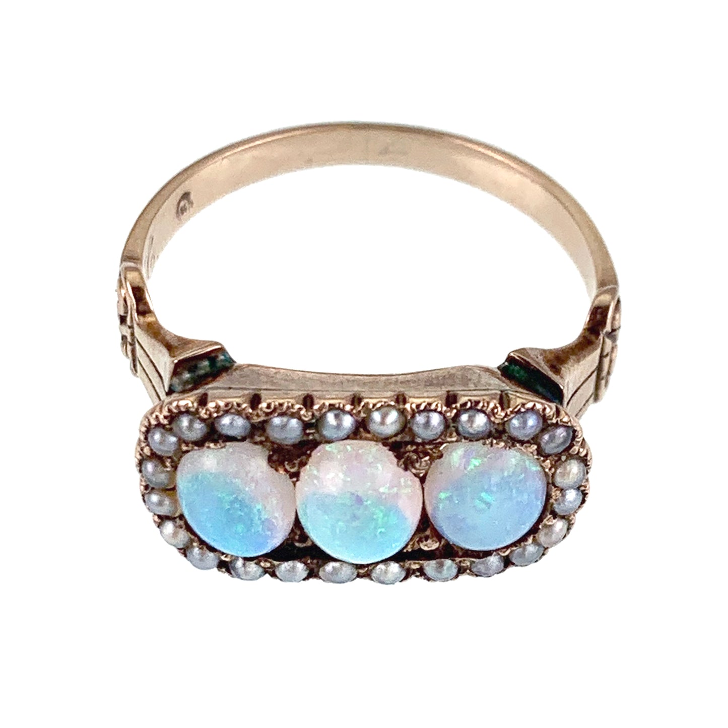 SOLD Antique 14K, Opal & Seed Pearl Ring