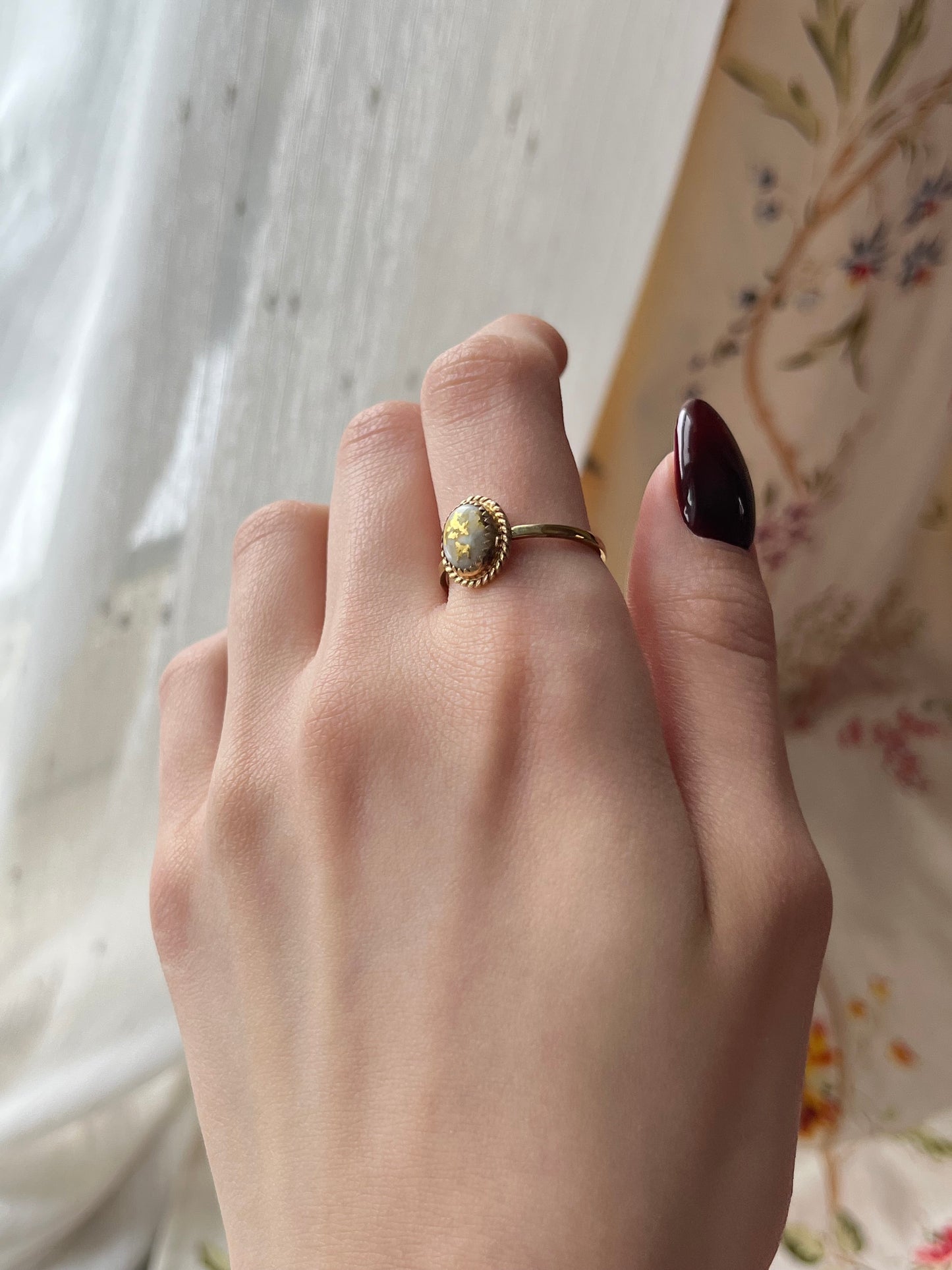 Antique 14K & Natural Gold Quartz Conversion Ring