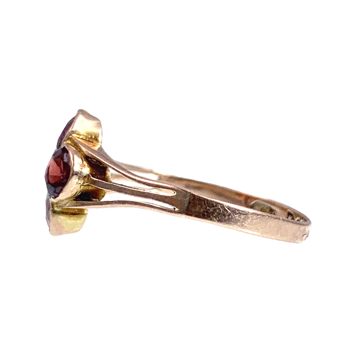 Antique Edwardian 9K, Tourmaline & Diamond Quatrafoil Ring