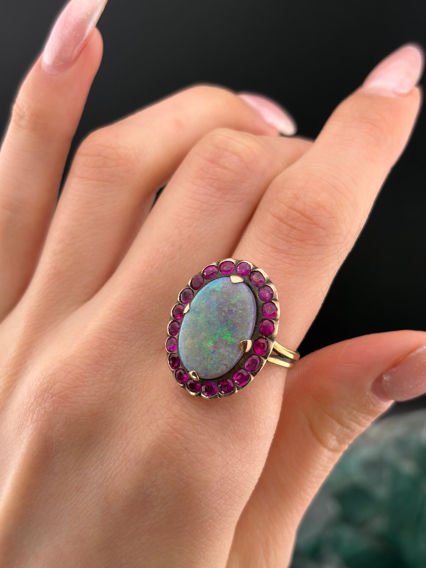 Sold Antique 14K, 9K, Opal & Ruby Conversion Ring