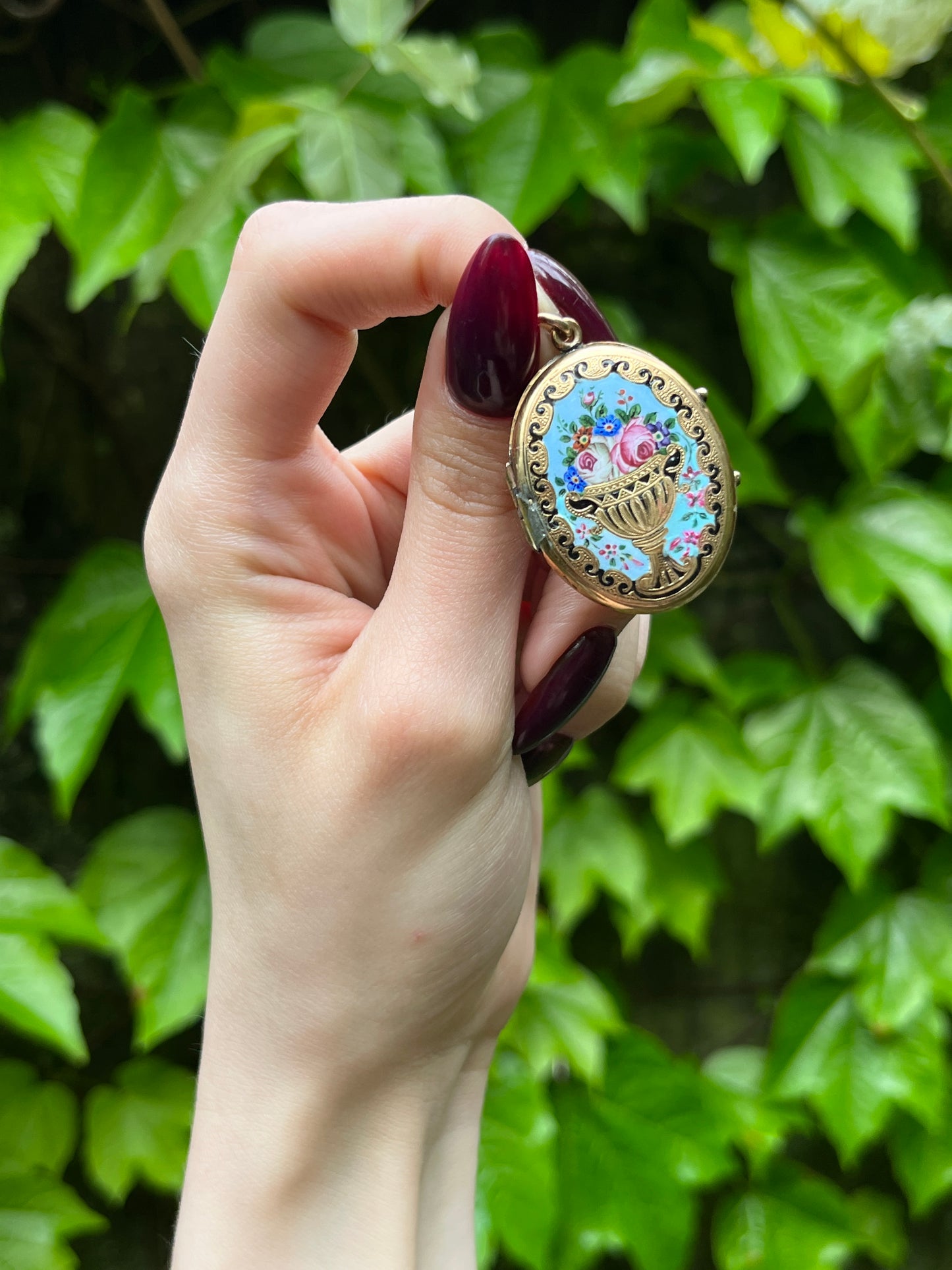 SOLD Antique 14K & Hand Painted Enamel Locket/Pendant
