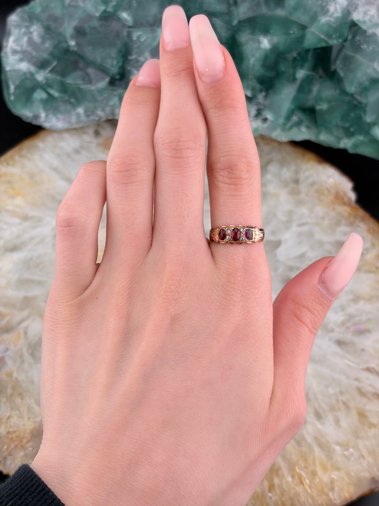 Antique Late Edwardian 9K, Tourmaline & Spinel Ring