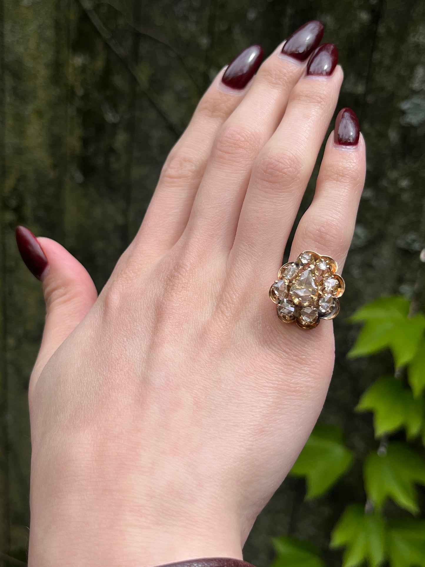SOLD Estate Antique 14K & Diamond Cocktail Ring