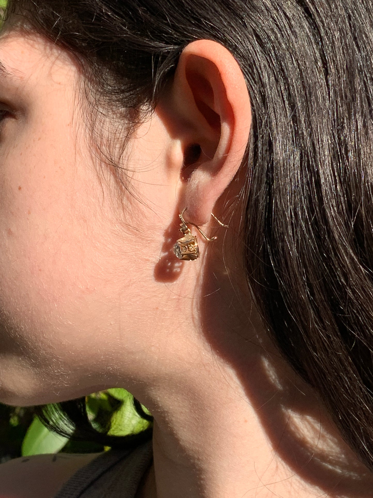 SOLD Antique 14K & Paste Diamond Earrings