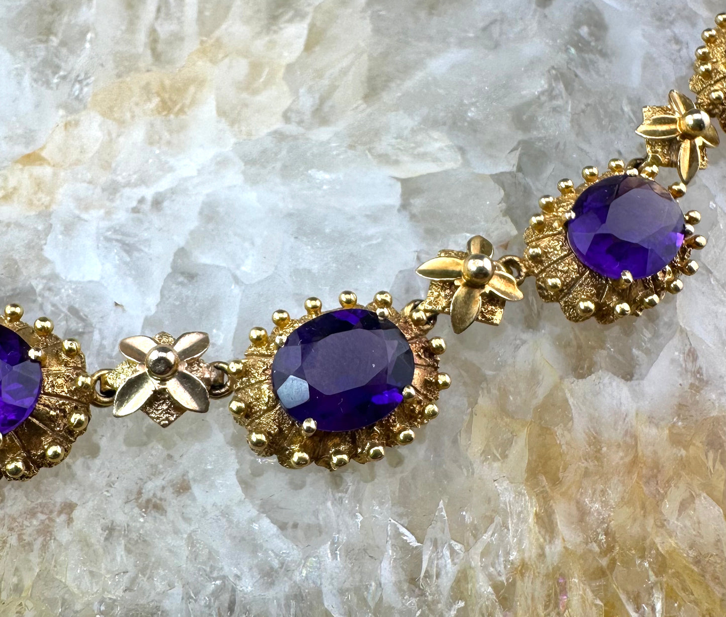 Vintage Antique Revival 9K & Amethyst Demi-Parure