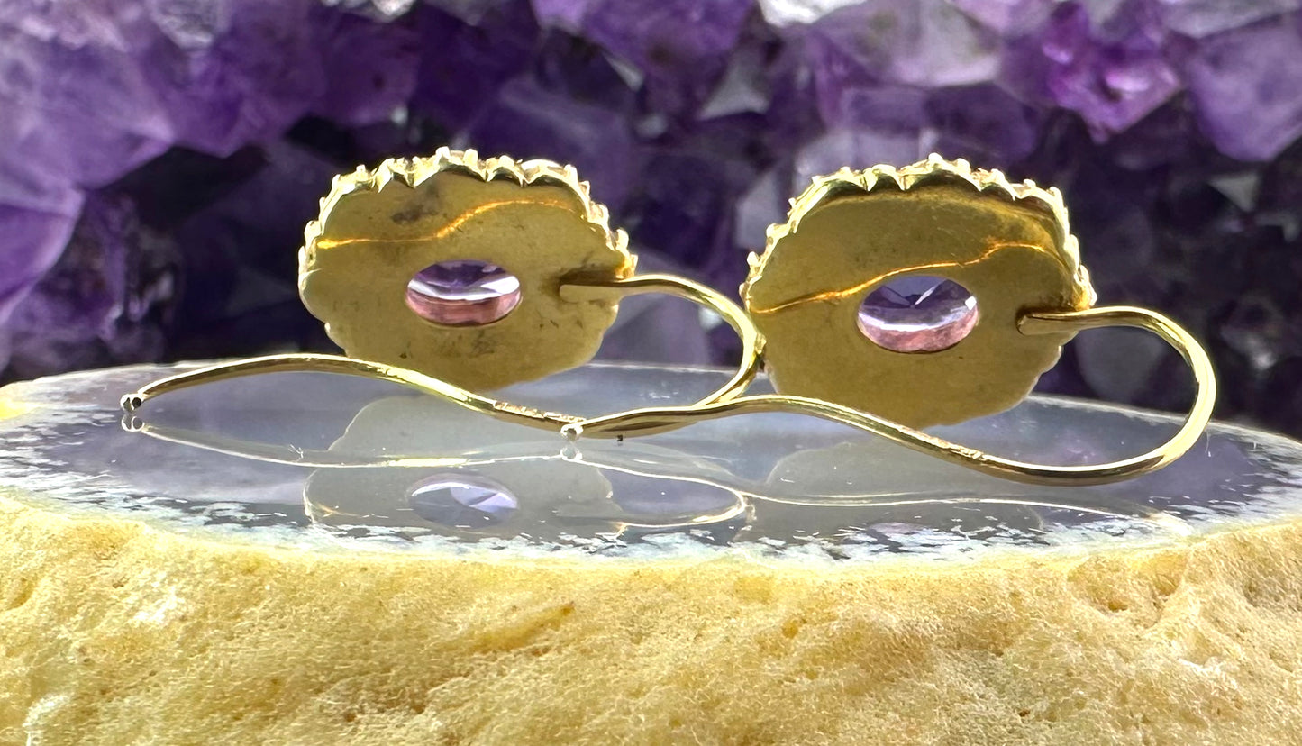 Antique 14K, Amethyst & Pearl Earrings
