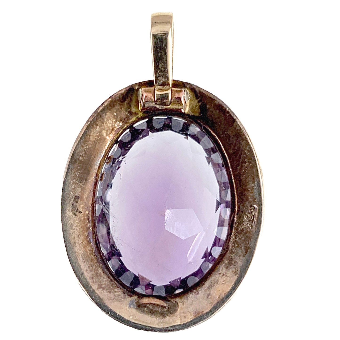 Antique 9K, Amethyst & Seed Pearl Pendant