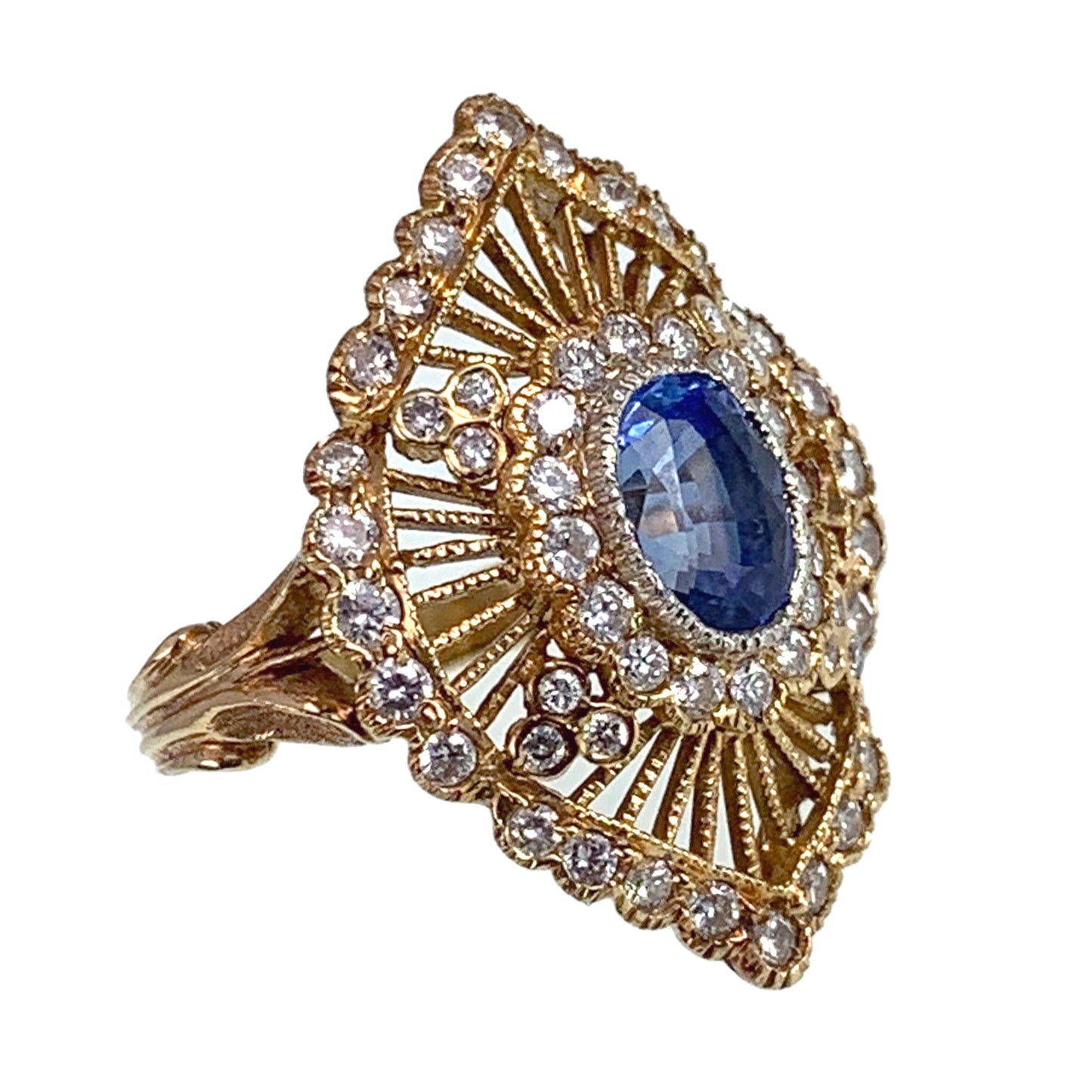 Vintage 18K, Sapphire & Diamond Cocktail Ring