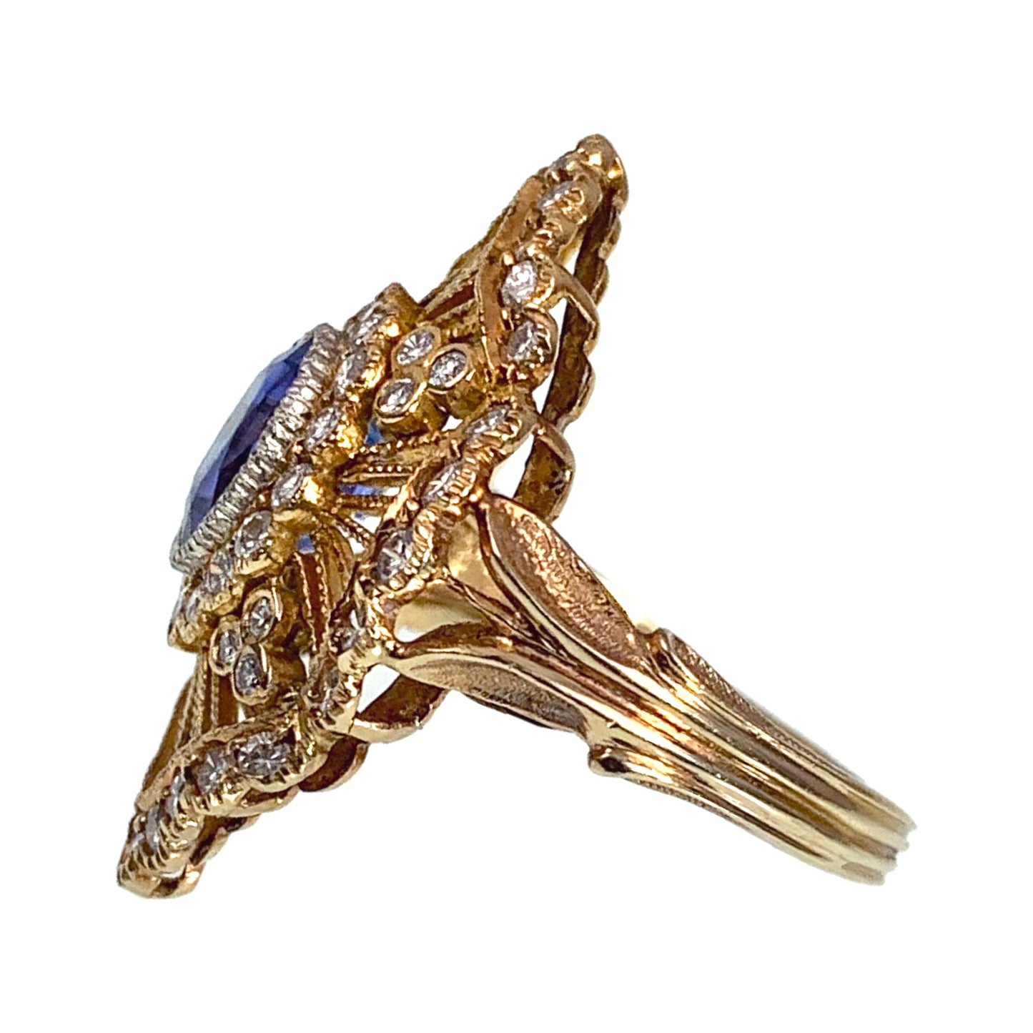 Vintage 18K, Sapphire & Diamond Cocktail Ring
