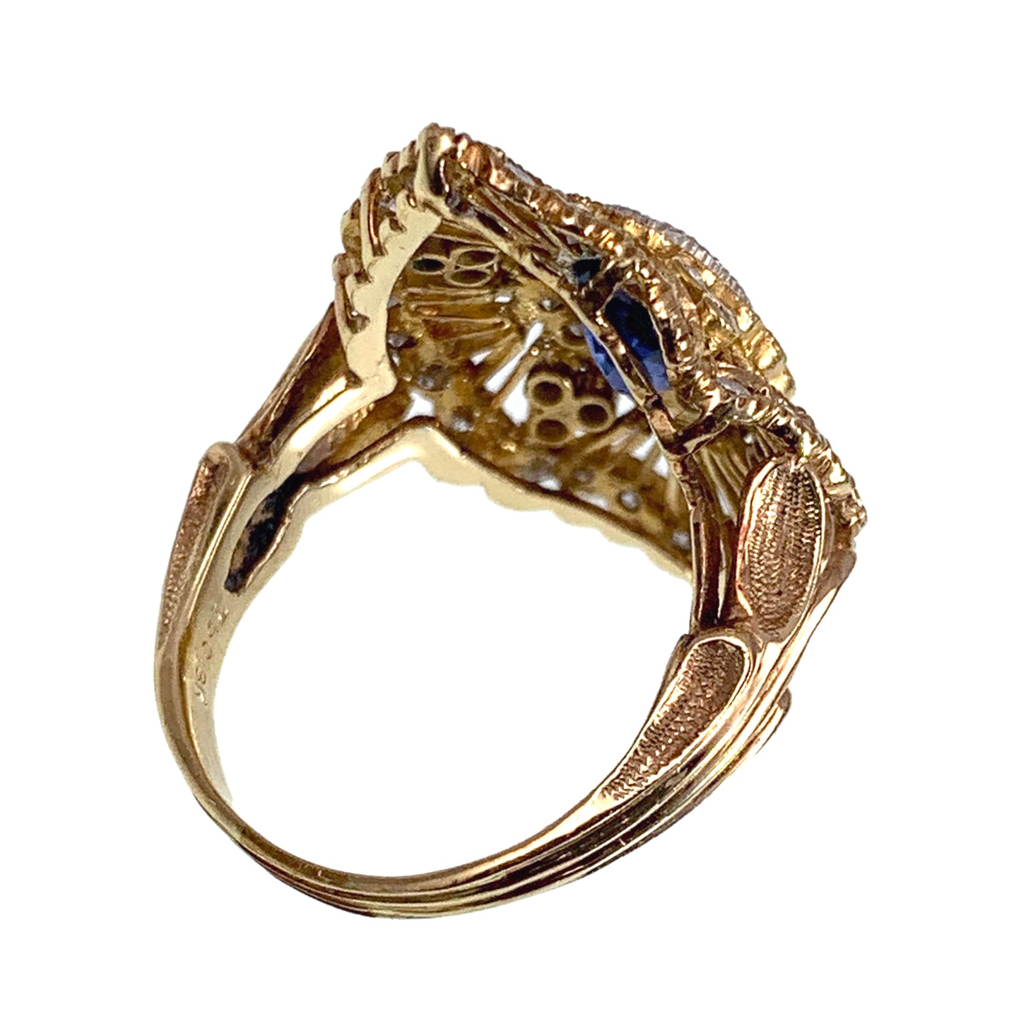 Vintage 18K, Sapphire & Diamond Cocktail Ring