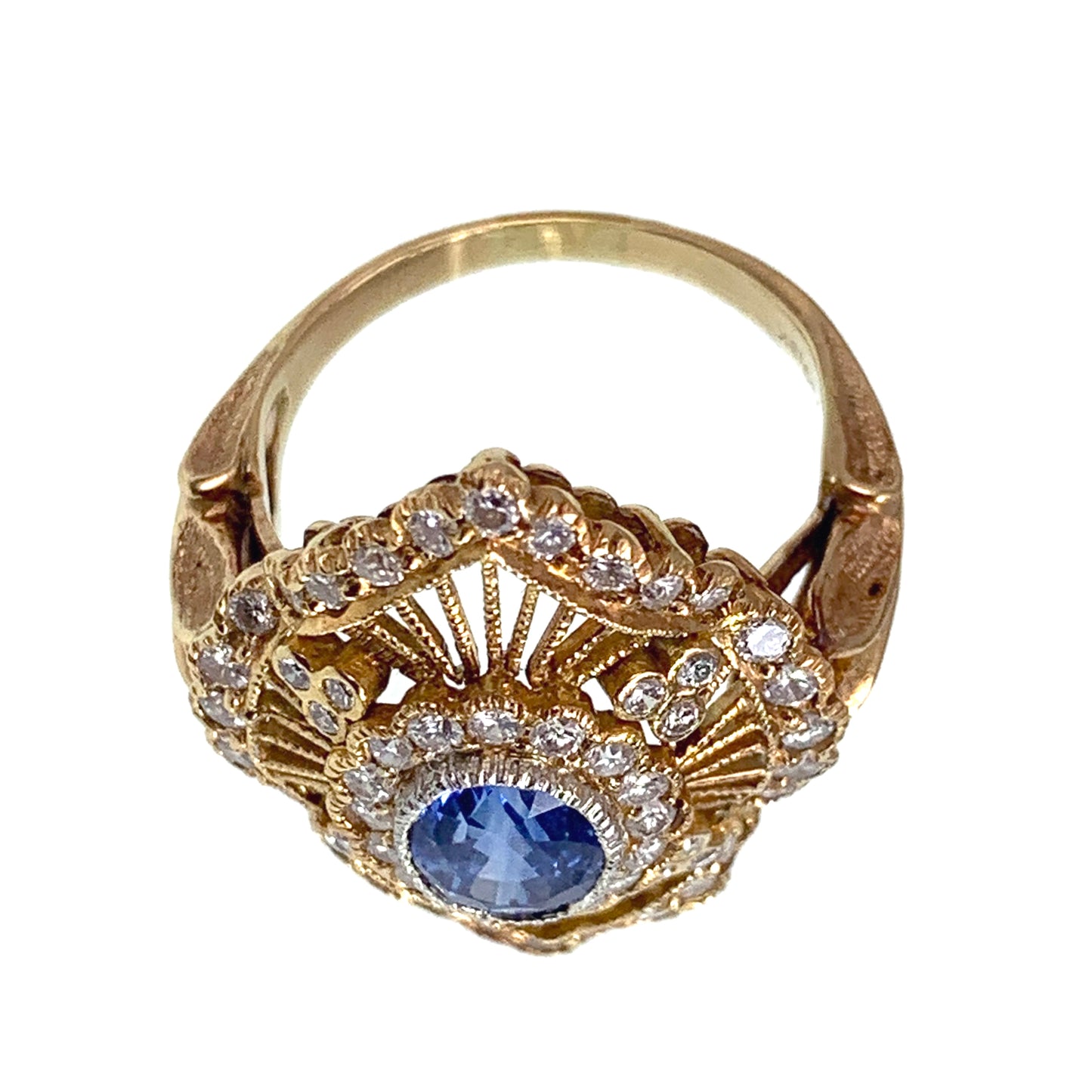 Vintage 18K, Sapphire & Diamond Cocktail Ring