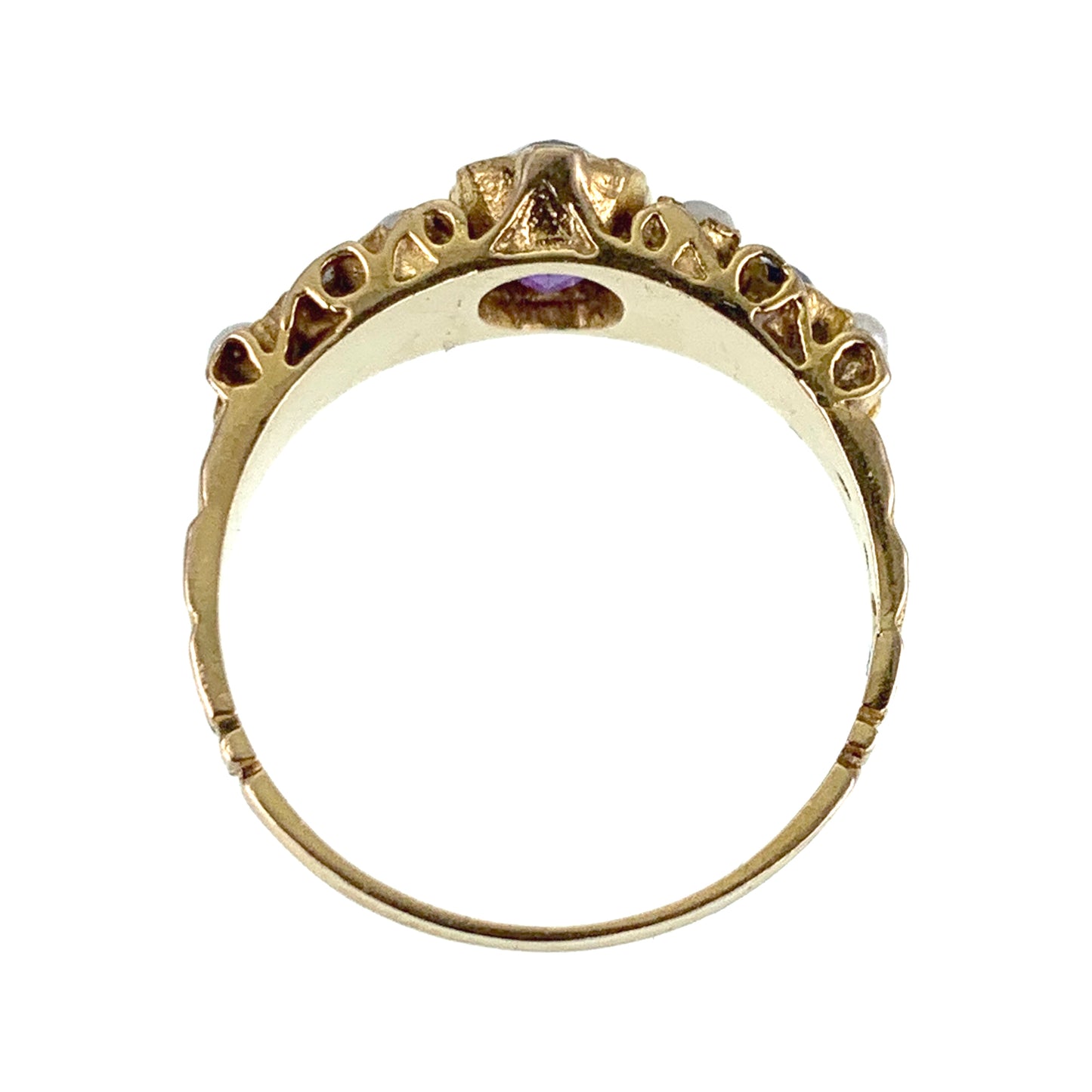 SOLD Vintage Victorian Revival 9K, Amethyst & Pearl Ring
