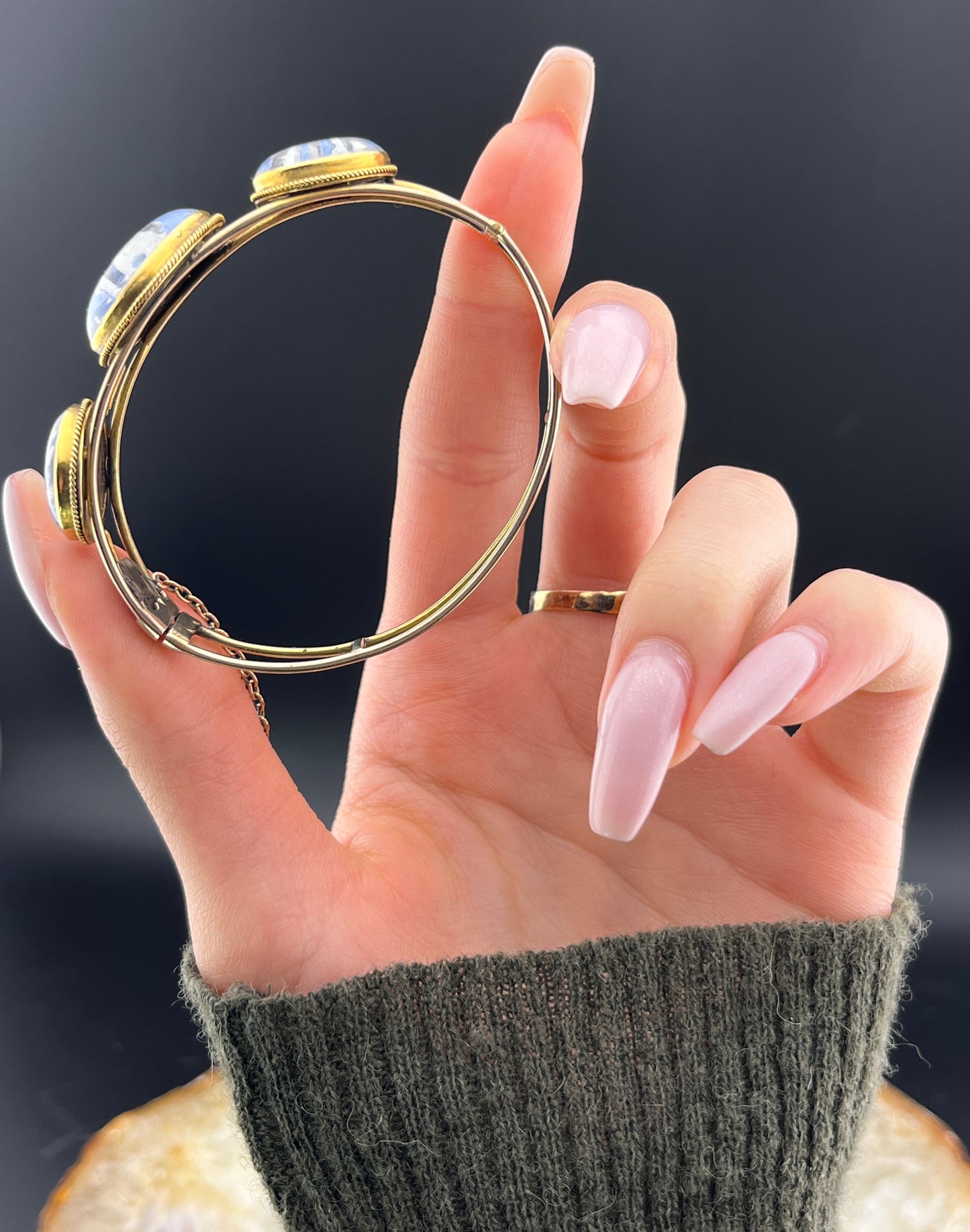 Antique 14K, 9K, Quartz Crystal & Hairwork Conversion Bracelet