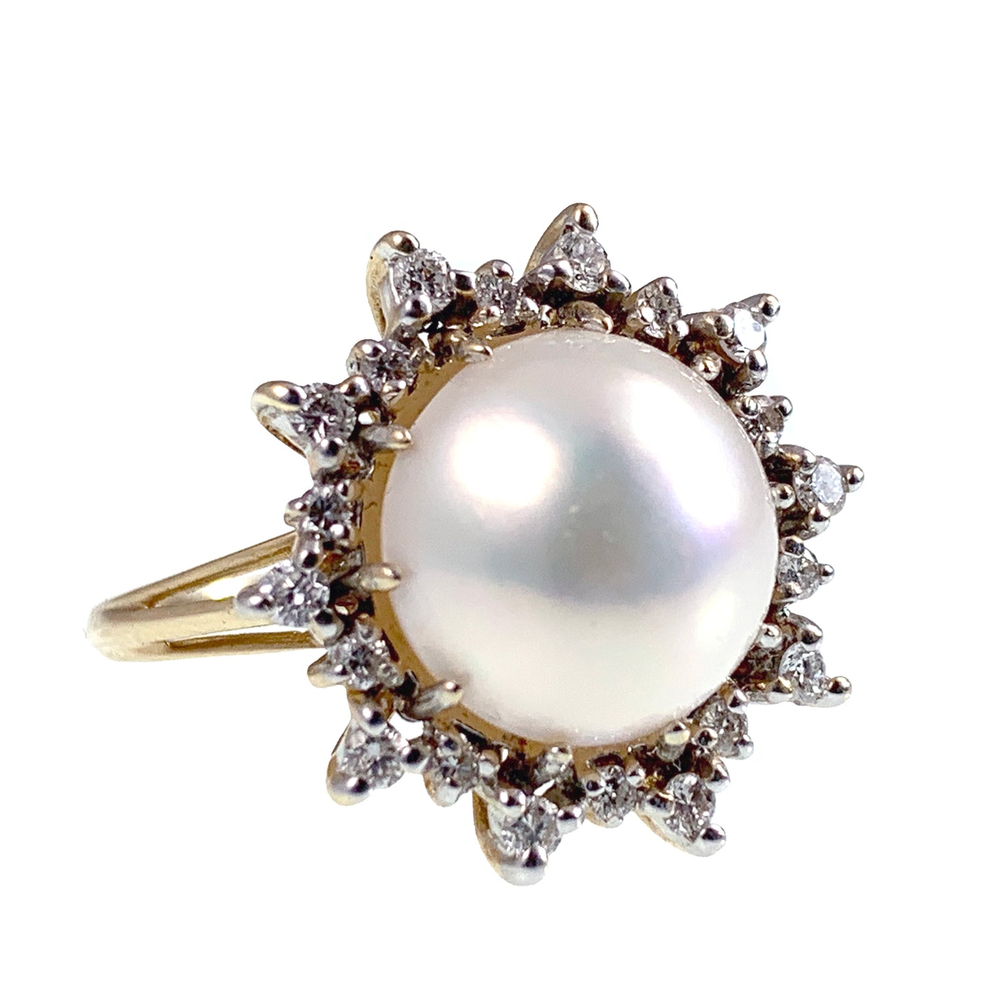 Vintage 14K, Diamond & Pearl Ring