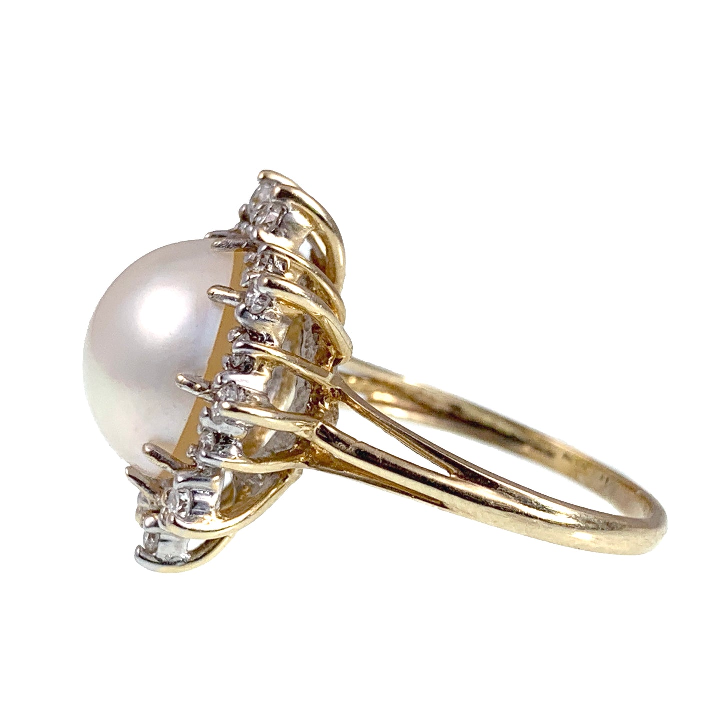 Vintage 14K, Diamond & Pearl Ring