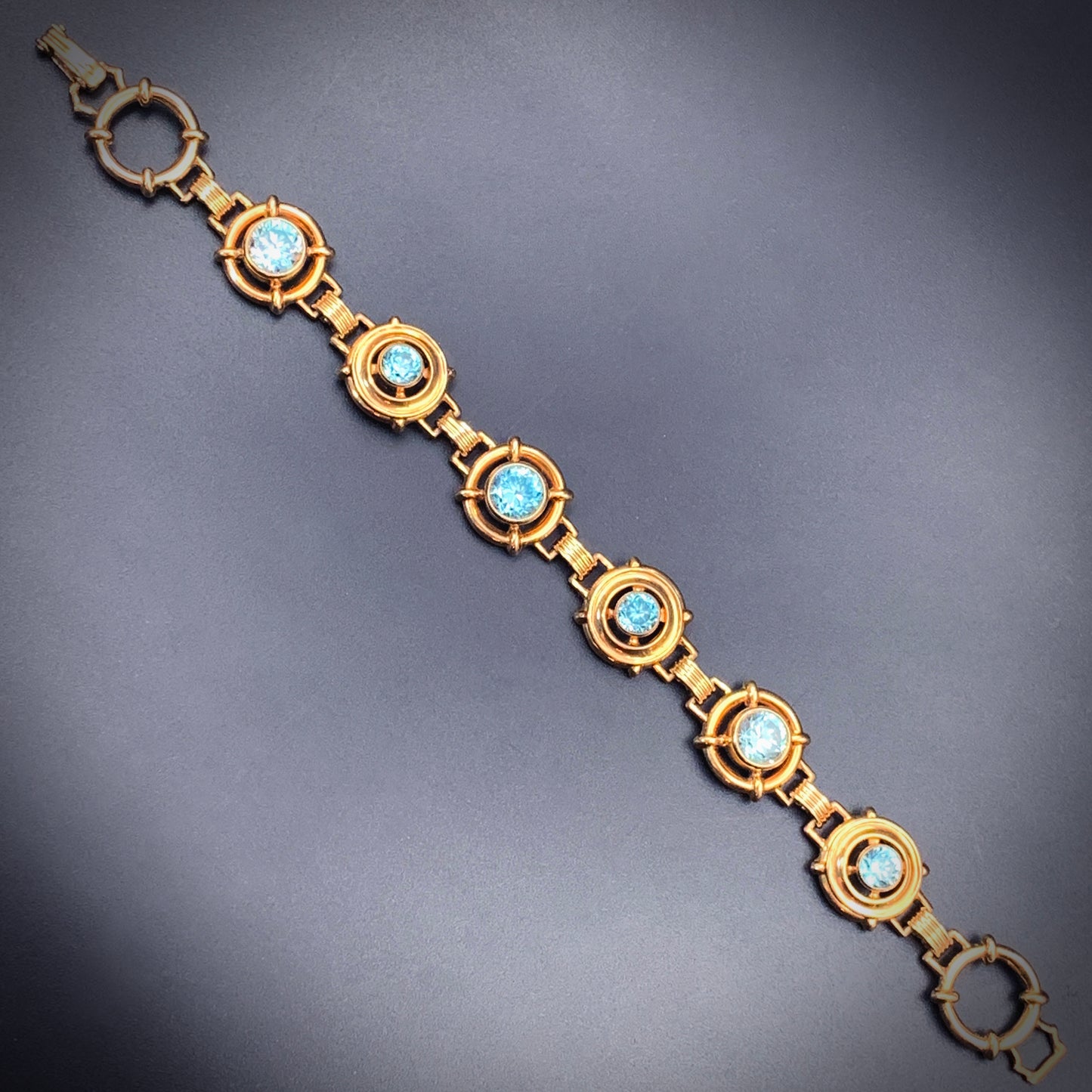 Vintage Retro 14K & Blue Topaz Bracelet