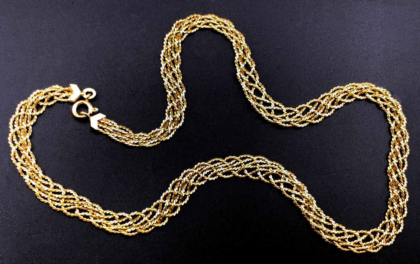 Modern 14K Gold Fancy Double Wheat Link Chain
