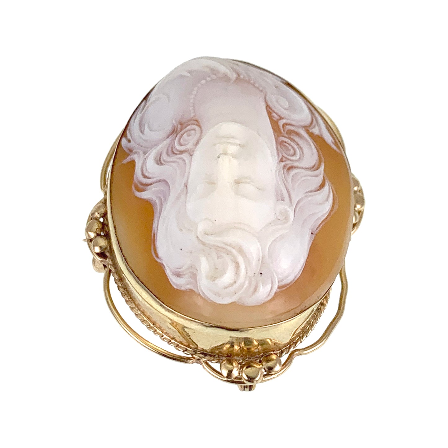 SOLD- Antique 14K & Carved Shell Cameo Brooch