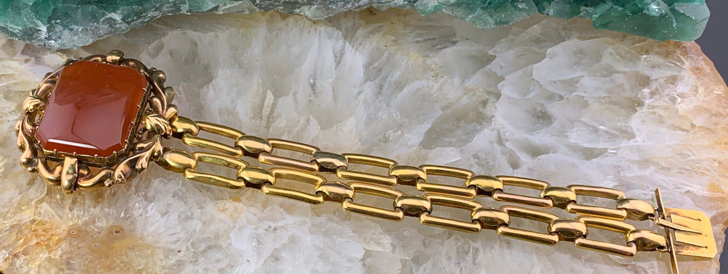 Antique 18K & Carnelian Bracelet