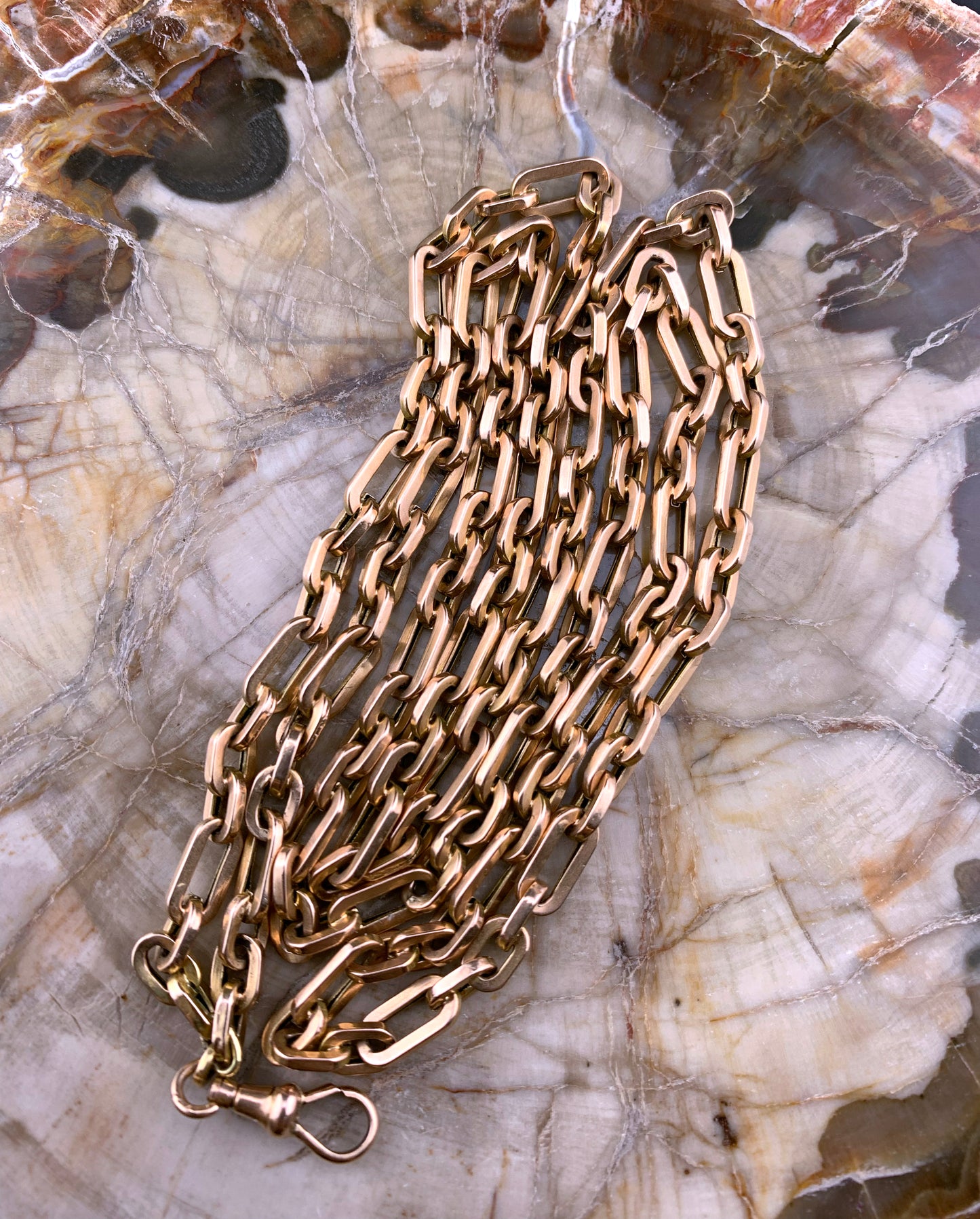 Antique 14K Rose Gold Chain W/Dog Clip