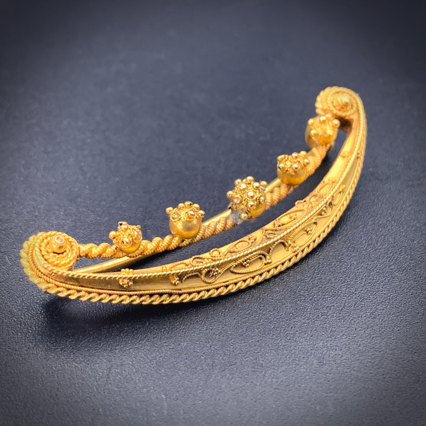 SOLD Antique Italian 15K Solid Gold Crescent Brooch