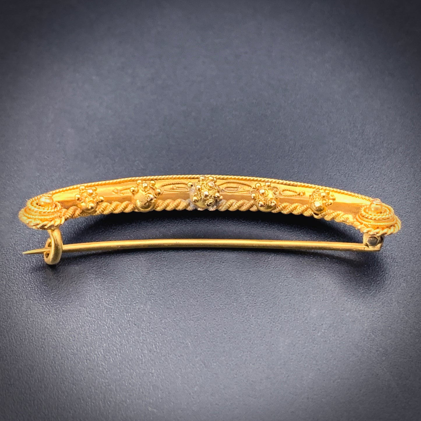 SOLD Antique Italian 15K Solid Gold Crescent Brooch