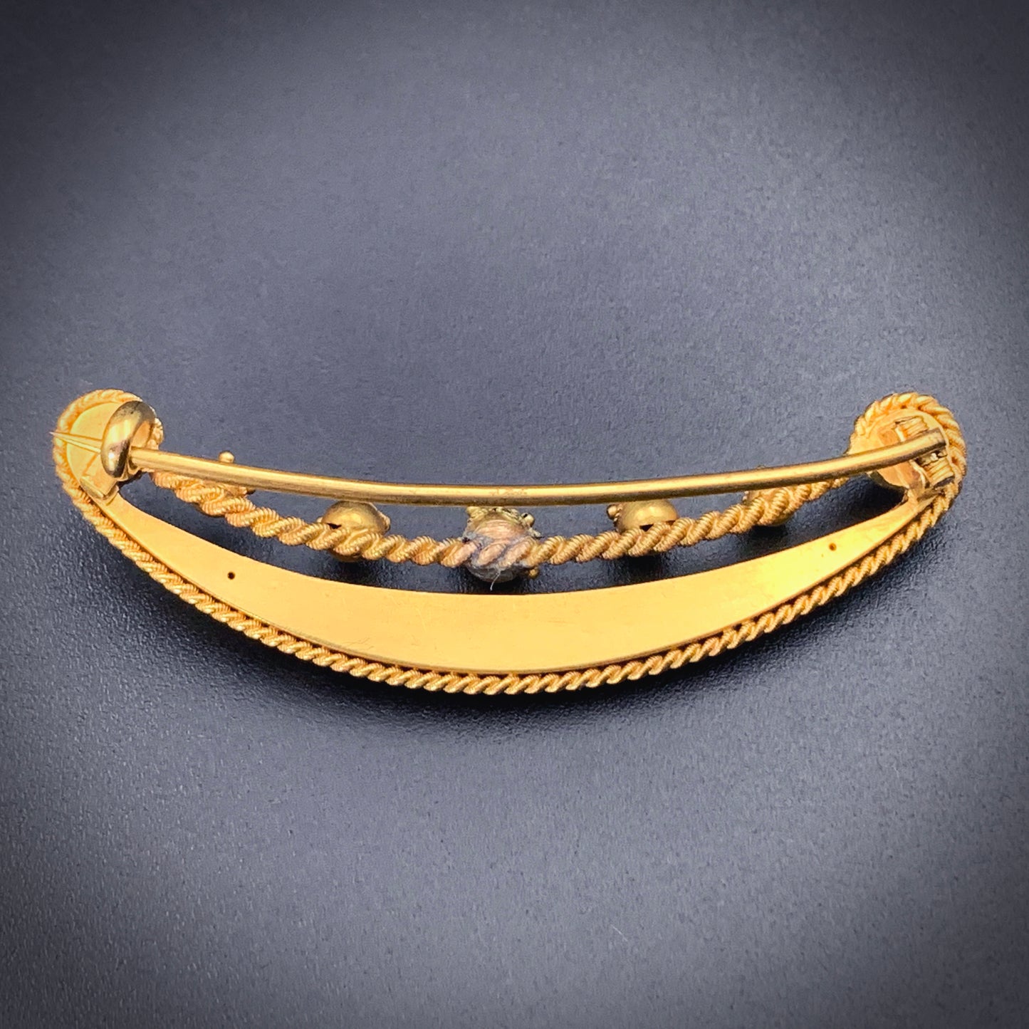 SOLD Antique Italian 15K Solid Gold Crescent Brooch