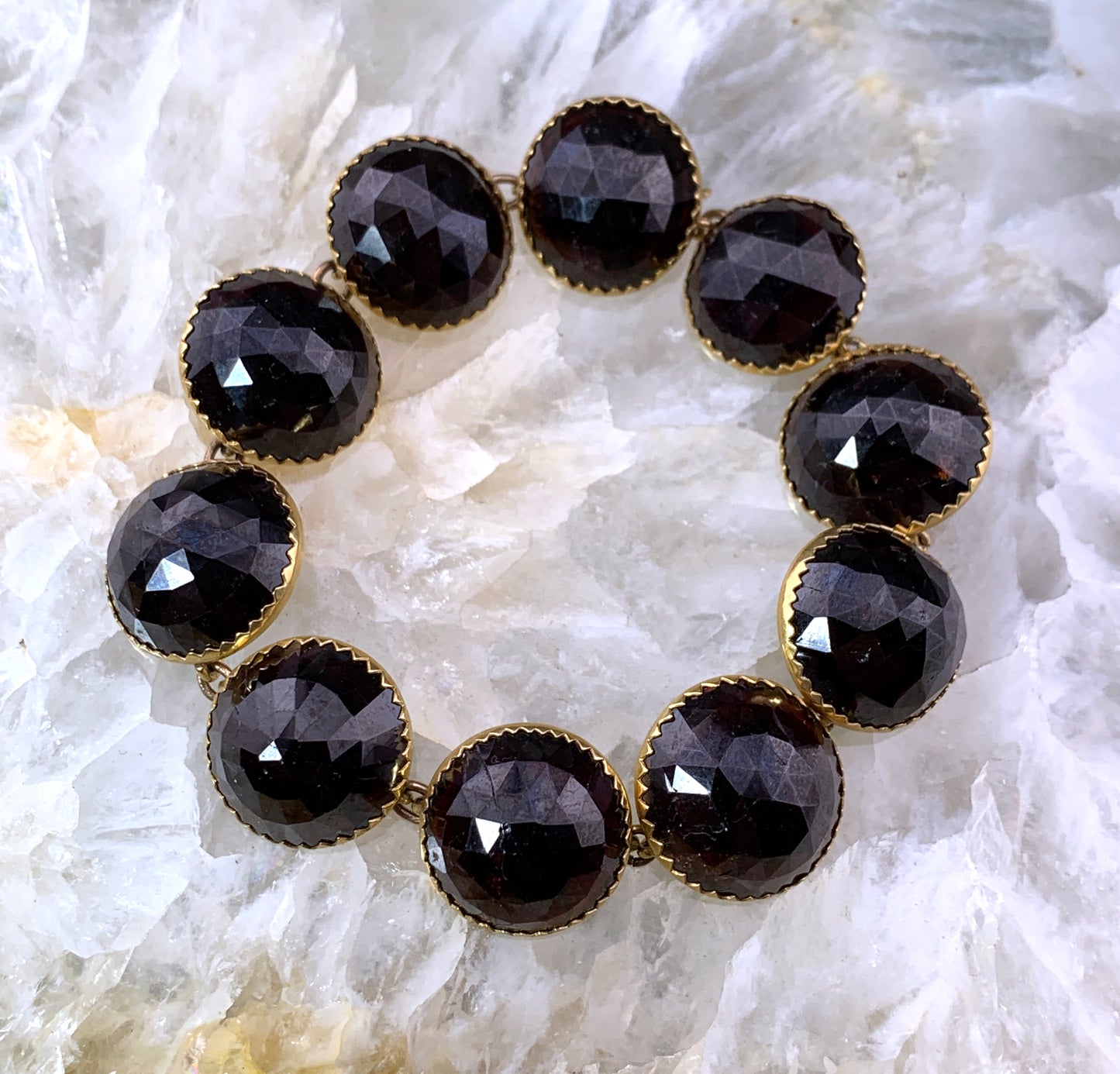 Antique French 18K & Rose Cut Garnet Bracelet