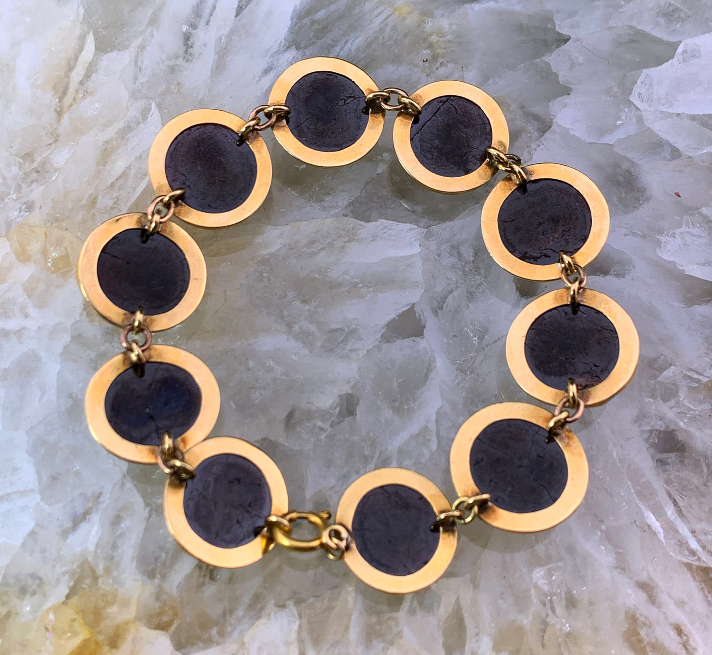 Antique French 18K & Rose Cut Garnet Bracelet