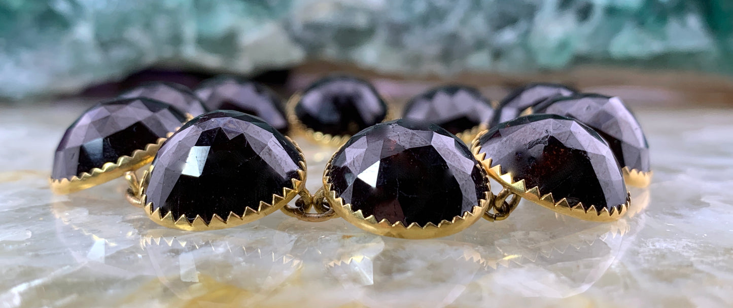 Antique French 18K & Rose Cut Garnet Bracelet