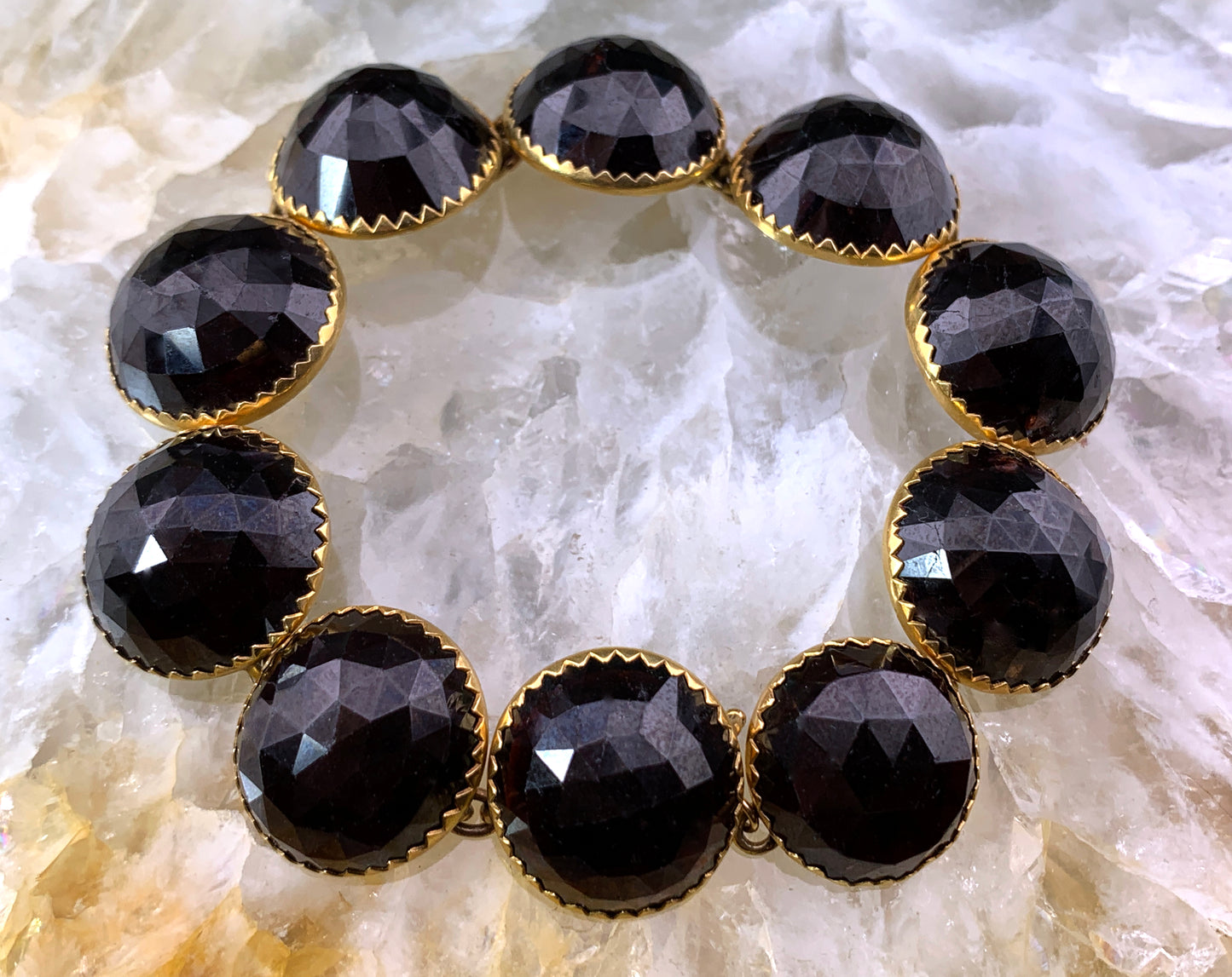 Antique French 18K & Rose Cut Garnet Bracelet