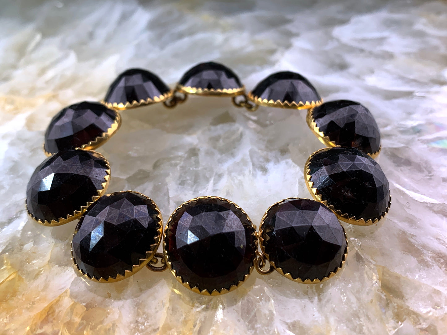 Antique French 18K & Rose Cut Garnet Bracelet