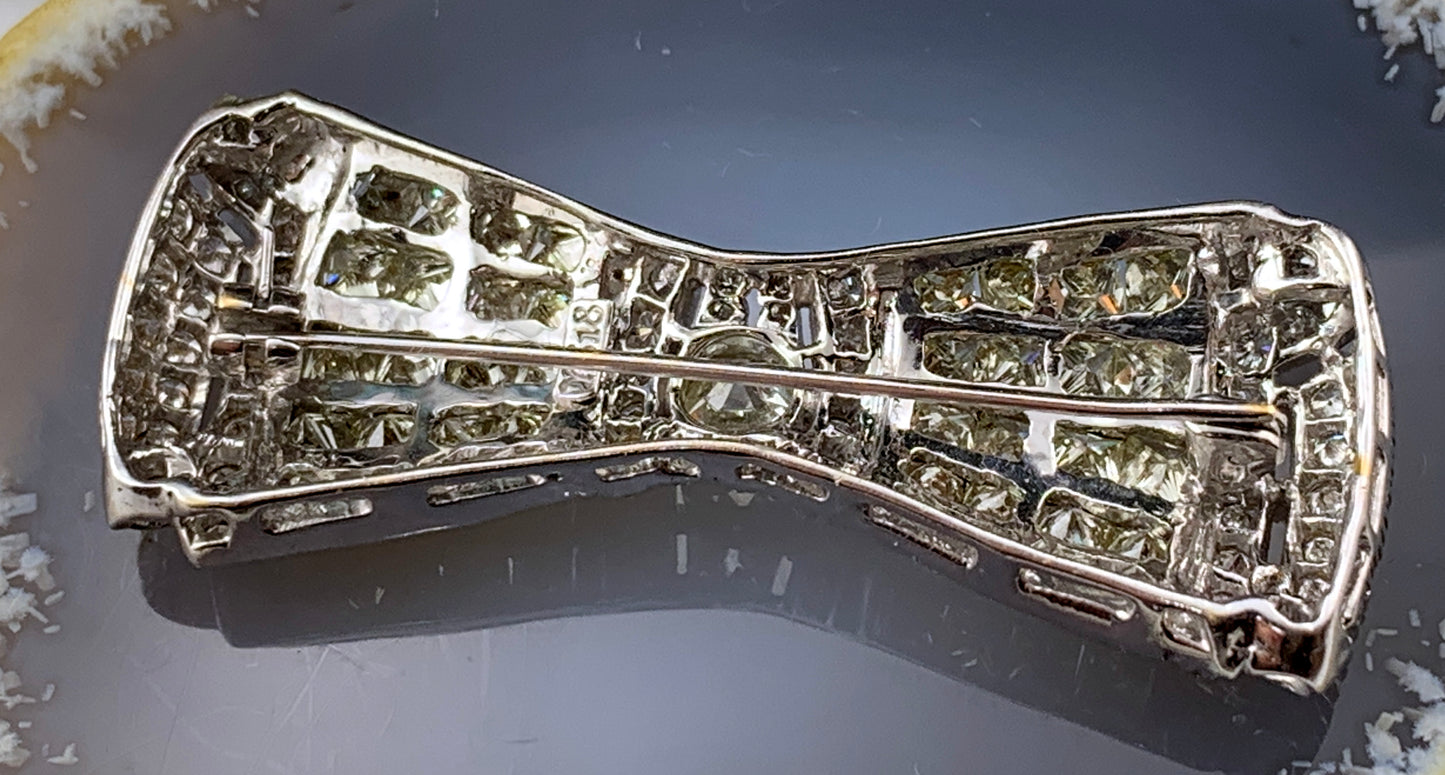 Modern 18K & Diamond Bow Brooch