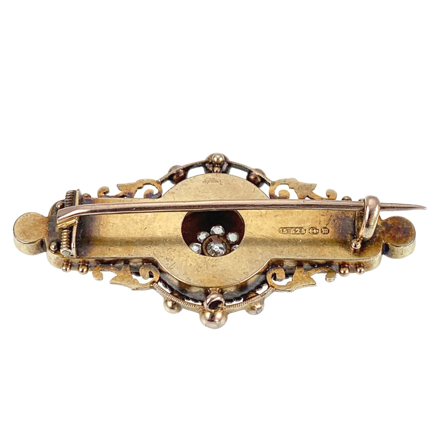 SOLD Antique Edwardian 15K & Diamond Brooch/Bar Pin