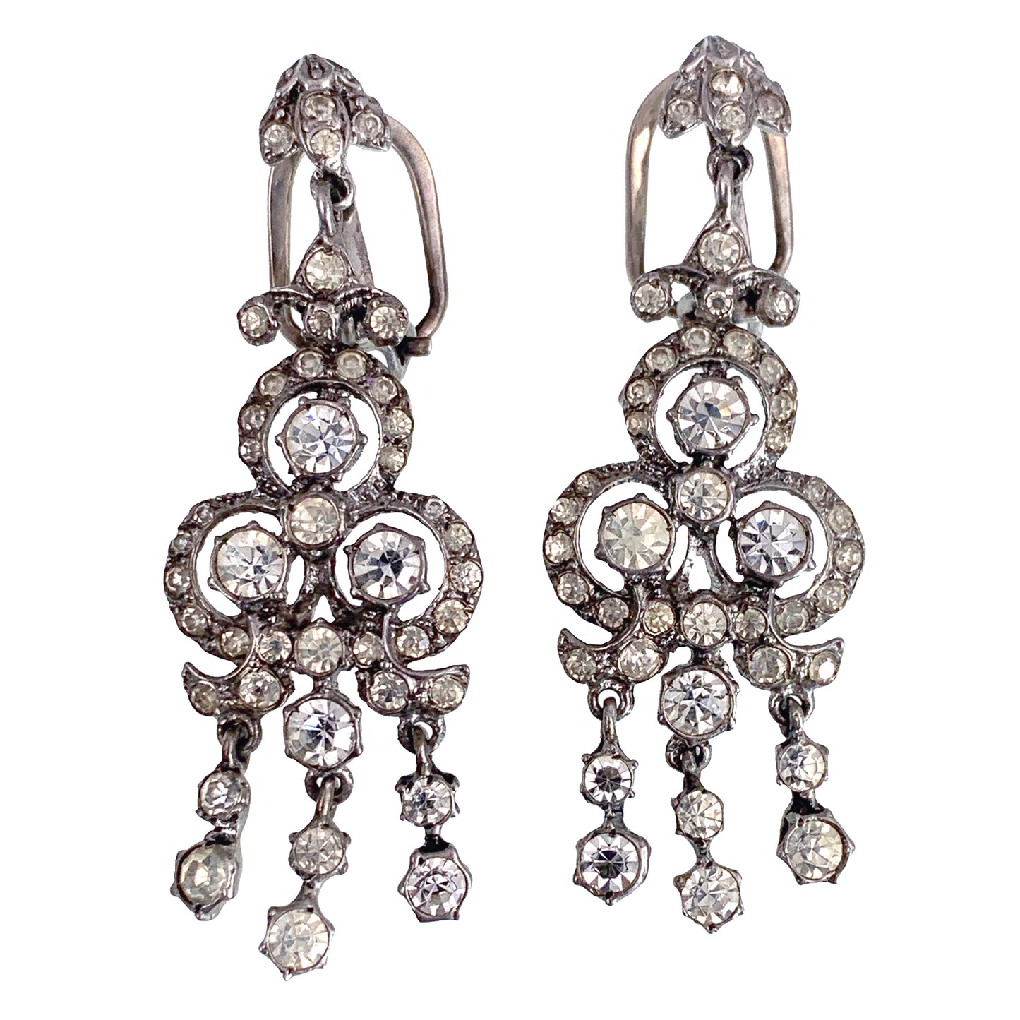 SOLD Antique Silver & Paste Diamond Earrings