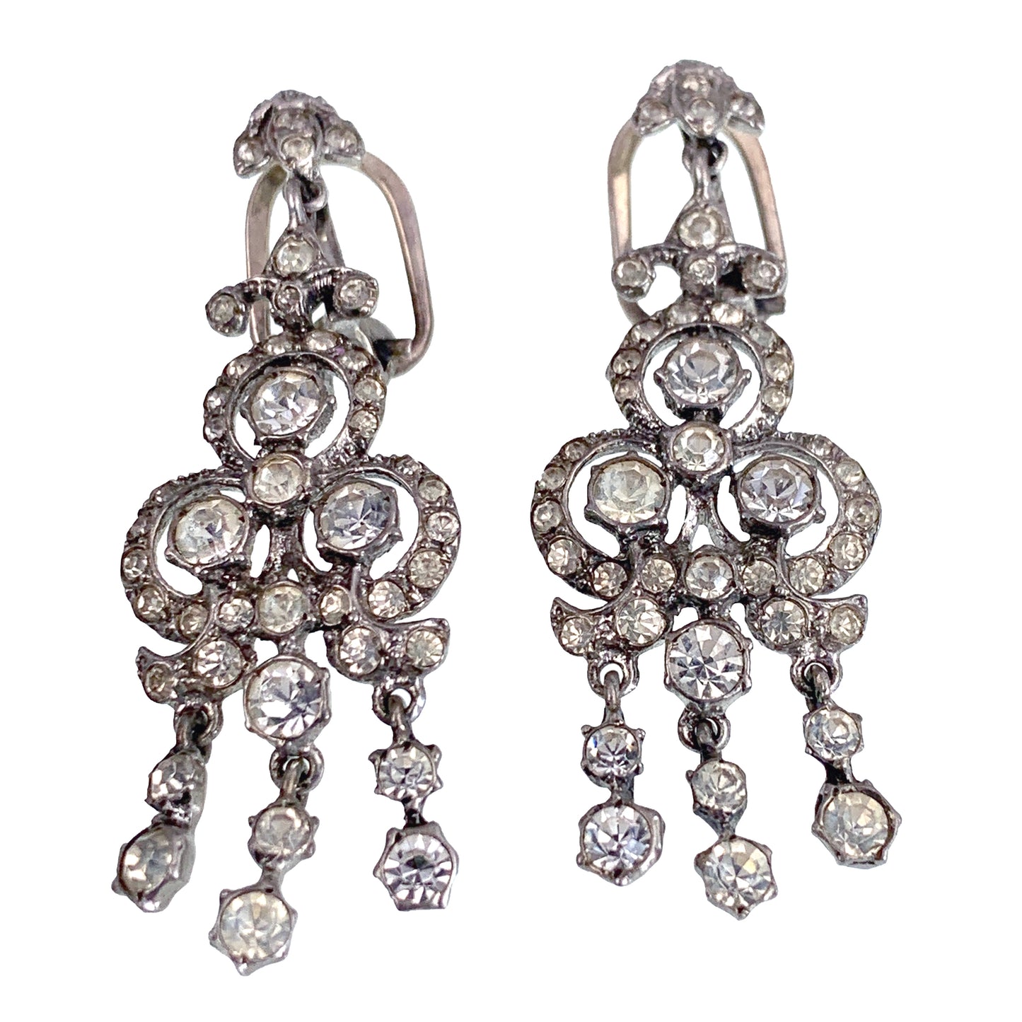 SOLD Antique Silver & Paste Diamond Earrings