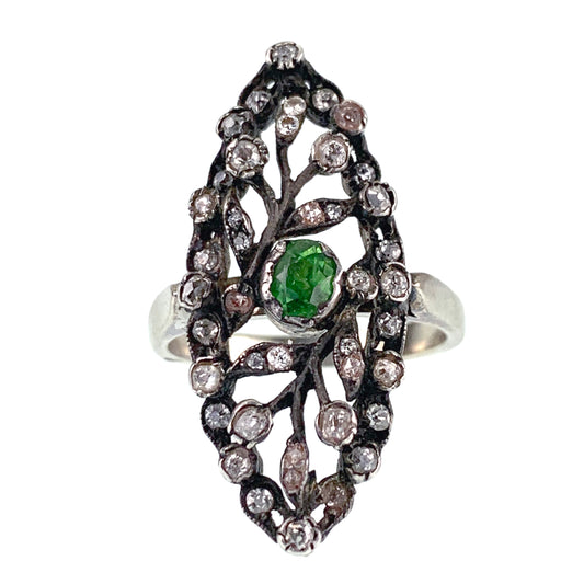 SOLD Antique 14K, Silver, Diamond & Demantoid Conversion Ring