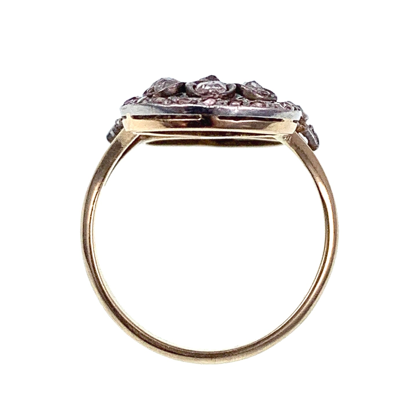 SOLD Antique Victorian 18K, Platinum & Diamond Double Flower Ring