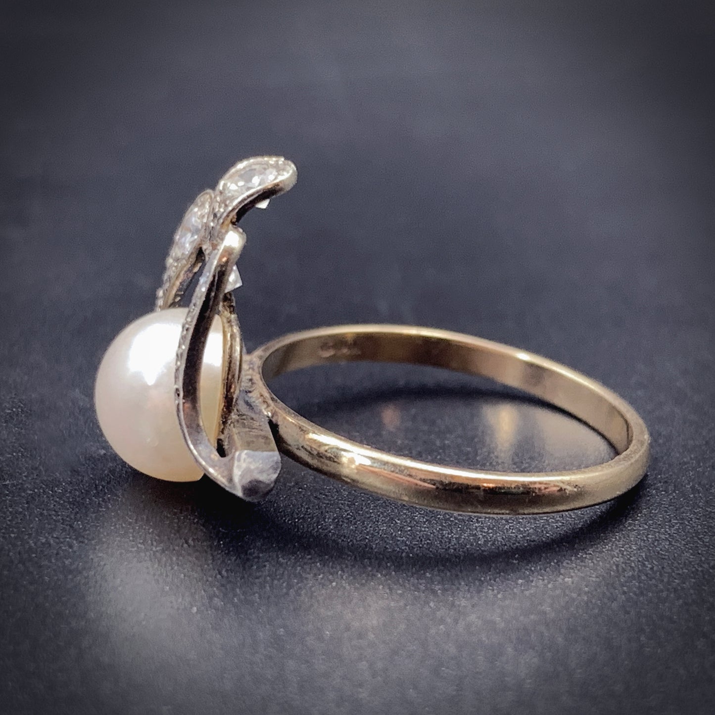 Art Deco 14K, Diamond & Pearl Conversion Ring