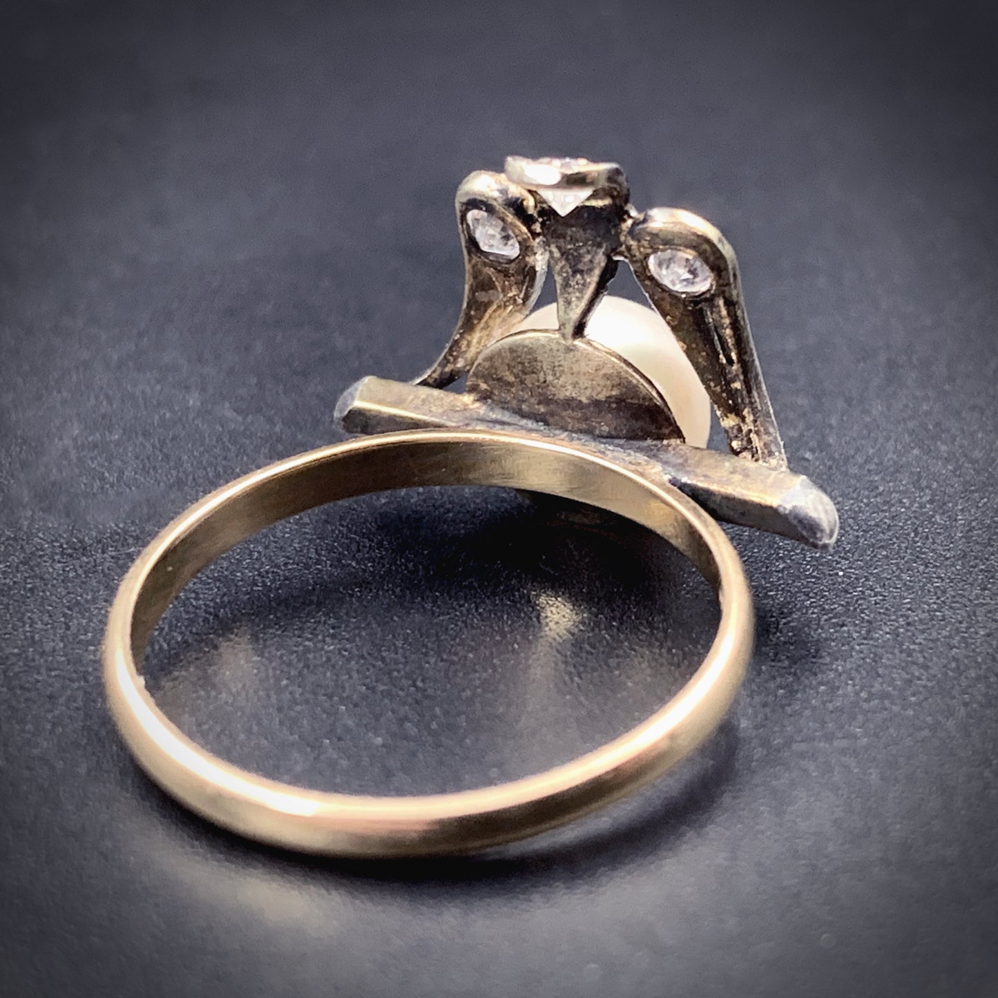 Art Deco 14K, Diamond & Pearl Conversion Ring