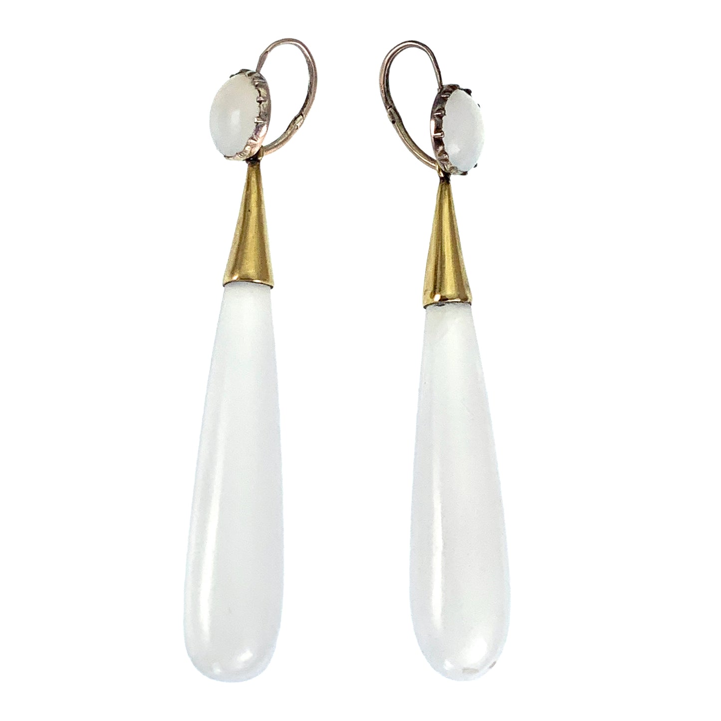 SOLD Antique Georgian 9K & Chalcedony Day To Night Earrings