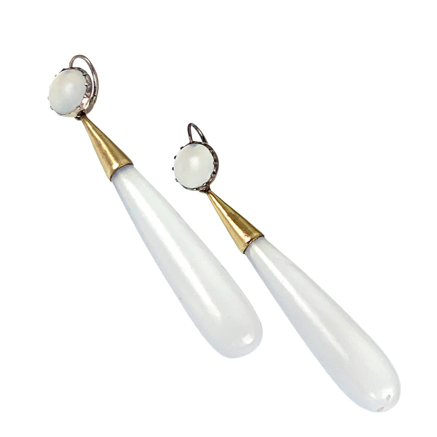 SOLD Antique Georgian 9K & Chalcedony Day To Night Earrings