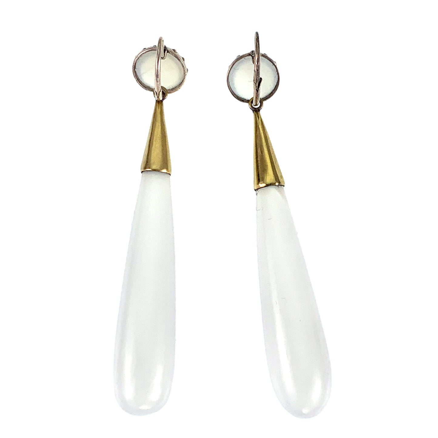 SOLD Antique Georgian 9K & Chalcedony Day To Night Earrings