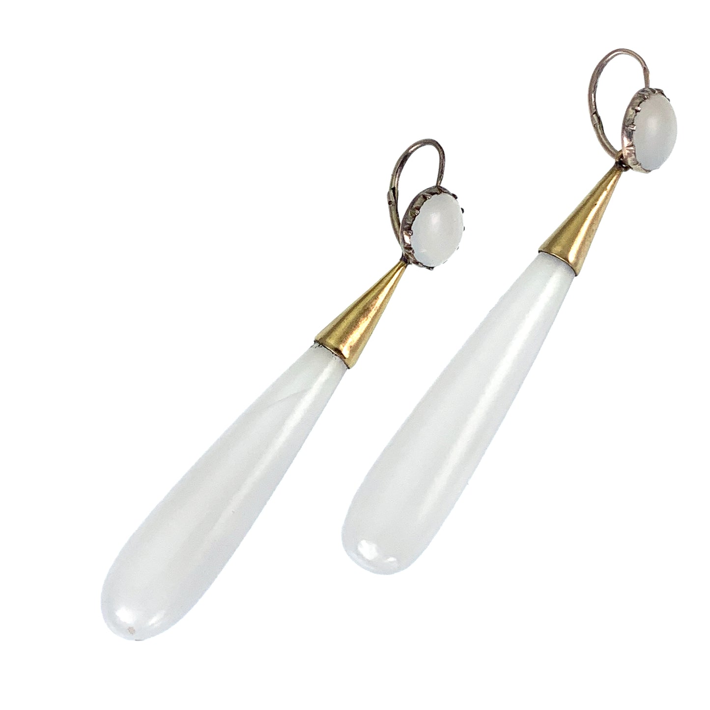 SOLD Antique Georgian 9K & Chalcedony Day To Night Earrings