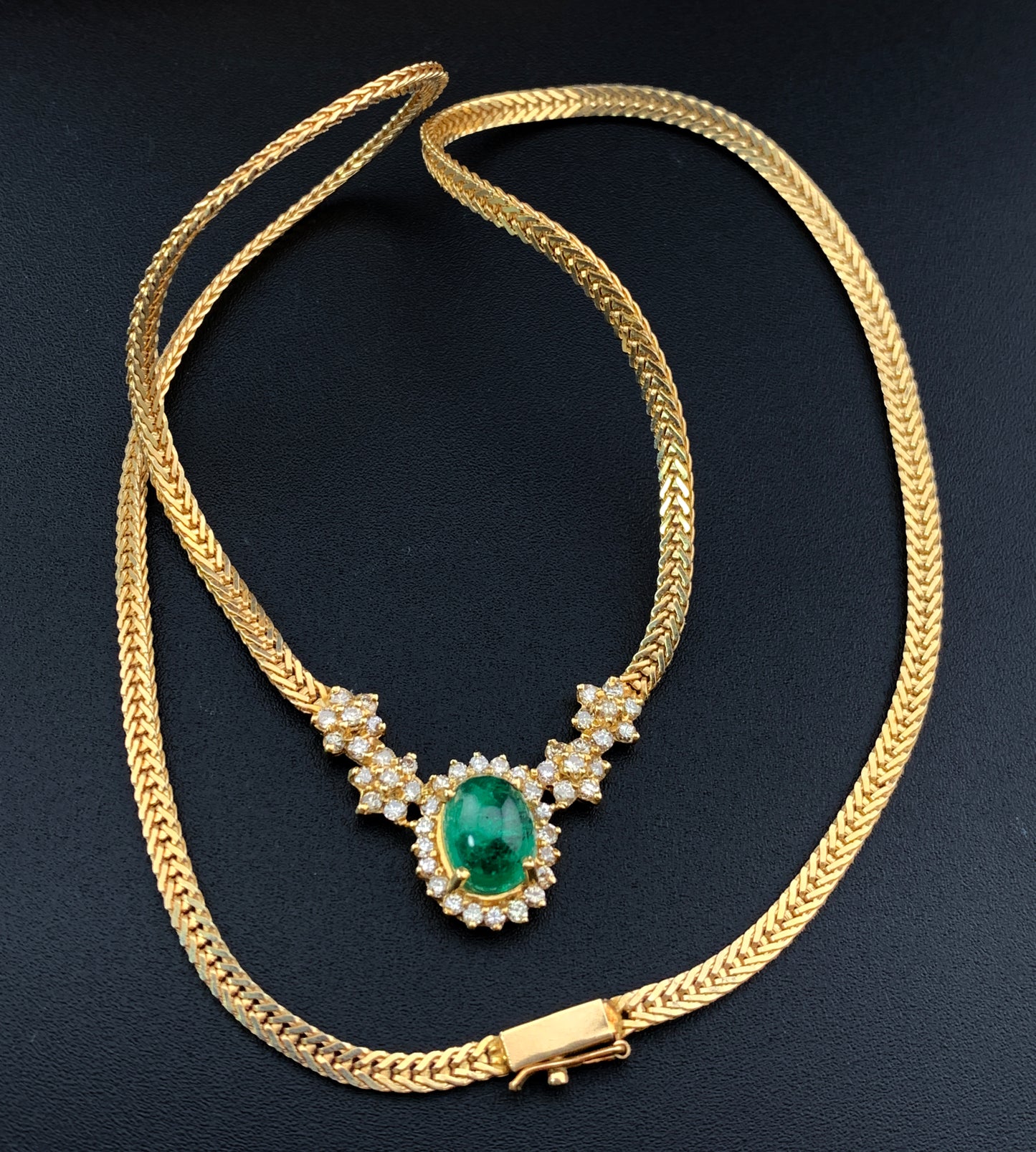 SOLD Estate 14K, Diamond & Emerald Necklace